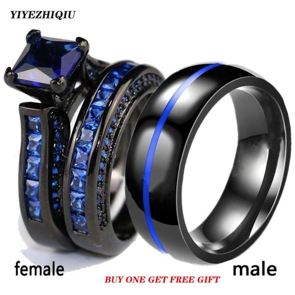 cluster rings 2021 fashion couple men 8mm black ring women blue zircon engagement band jewelry gift, Golden;silver
cluster rings 2021 fashion couple men 8mm black ring women blue zircon engagement band jewelry gift, Golden;silver