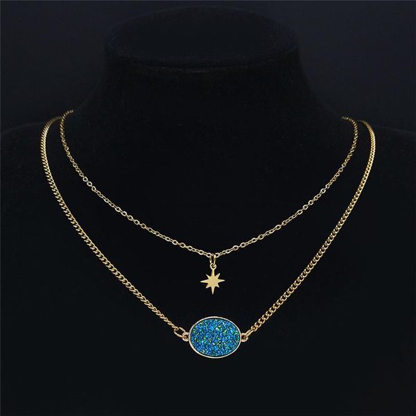 pendant necklaces 2pcs natural stone stainless steel layer necklace women gold color oval star jewelry bijoux personnalises nxs04, Silver
pendant necklaces 2pcs natural stone stainless steel layer necklace women gold color oval star jewelry bijoux personnalises nxs04, Silver