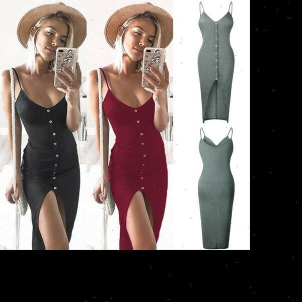womens sleeveless women dress strappy tank slim rib knit button split party midi summer drop, Black;gray
womens sleeveless women dress strappy tank slim rib knit button split party midi summer drop, Black;gray