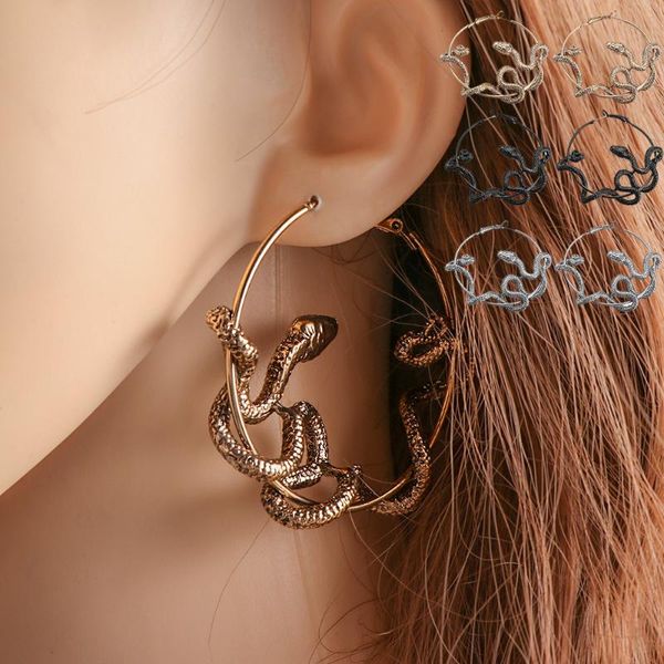 hoop & huggie personality punk dangle earrings antique animal black snake crazy twining gothic jewelry, Golden;silver
hoop & huggie personality punk dangle earrings antique animal black snake crazy twining gothic jewelry, Golden;silver