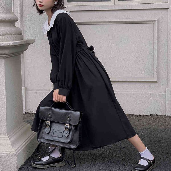 2021dress women dark fashion preppy style long sleeve lolita dresses japanese sweet peter pan collar long ladies elegant dresses, Black;gray
2021dress women dark fashion preppy style long sleeve lolita dresses japanese sweet peter pan collar long ladies elegant dresses, Black;gray