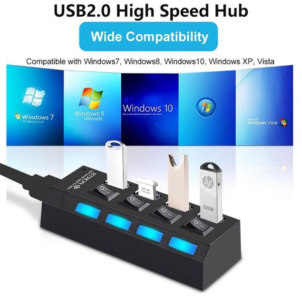 hubs usb hub with switch 4 2.0 connection ports power adapter high speed splitter expander
hubs usb hub with switch 4 2.0 connection ports power adapter high speed splitter expander