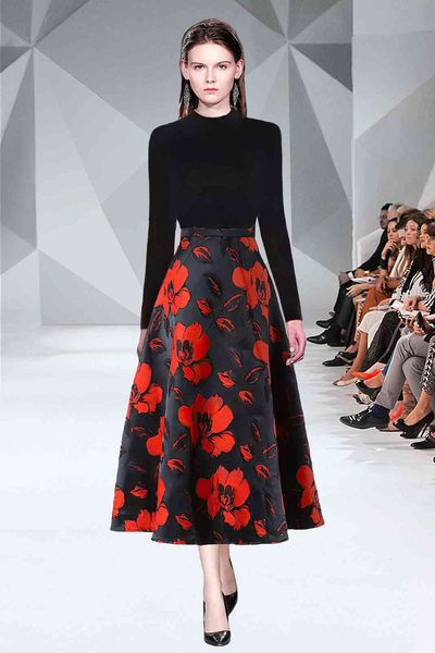 autumn and winter fashion suit runway catwalk slim fit pullover sweater + printed skirt two piece set, Black;gray
autumn and winter fashion suit runway catwalk slim fit pullover sweater + printed skirt two piece set, Black;gray