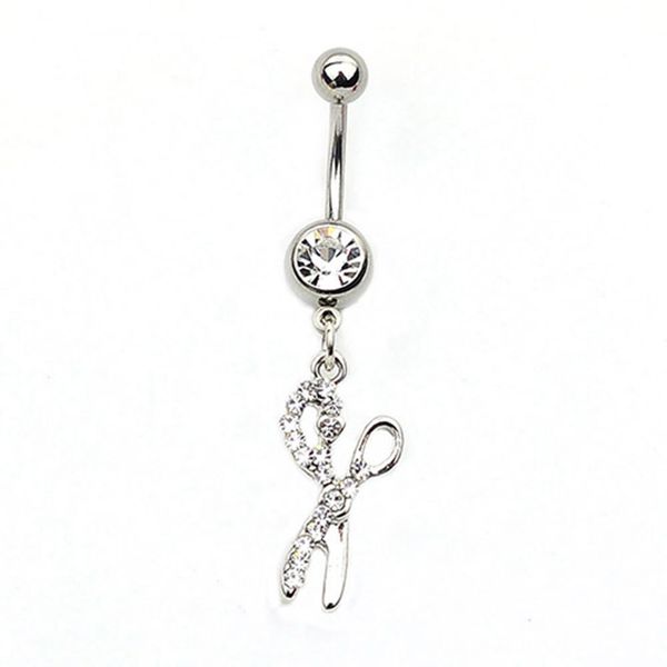 d0812 scissors belly navel button ring clear color, Silver
d0812 scissors belly navel button ring clear color, Silver
