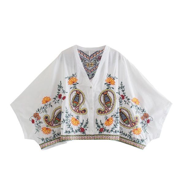 women's blouses & shirts cropped for women boho clothes paisley floral embroidered blouse 2021 three quarter batwing sleeve v neck loo, White
women's blouses & shirts cropped for women boho clothes paisley floral embroidered blouse 2021 three quarter batwing sleeve v neck loo, White