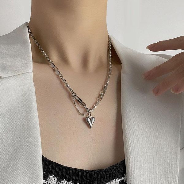 pendant necklaces fashion korean stainless steel necklace for women love heart choker girls neck chains short collar jewelry, Silver
pendant necklaces fashion korean stainless steel necklace for women love heart choker girls neck chains short collar jewelry, Silver