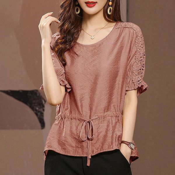 men's t-shirts ice silk short sleeve self-tie chiffon shirt women's summer cutout lace stitching t-shirt loose slimming belly-cove, White;black
men's t-shirts ice silk short sleeve self-tie chiffon shirt women's summer cutout lace stitching t-shirt loose slimming belly-cove, White;black