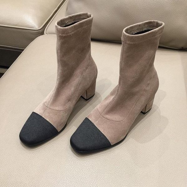 women sock ankle boots ladies fashion suede stretch med heel female mixed-color shoes 2021 winter booties, Black
women sock ankle boots ladies fashion suede stretch med heel female mixed-color shoes 2021 winter booties, Black