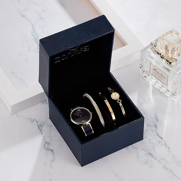 wristwatches 4pcs black watches women luxury brand business watch clock blue simple bangle gift box sets relogio feminino, Slivery;brown
wristwatches 4pcs black watches women luxury brand business watch clock blue simple bangle gift box sets relogio feminino, Slivery;brown