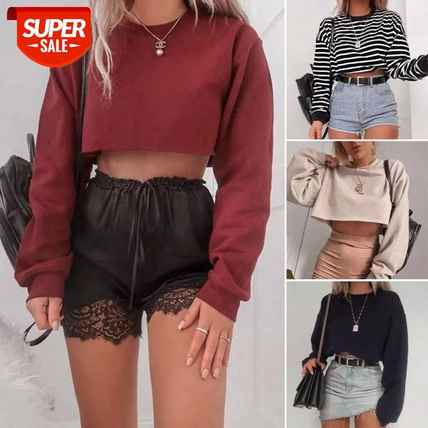 2020 women's casual autumn winter long sleeve round neck pullover crop ladies short exposed navel sweatshirt #w35a, White
2020 women's casual autumn winter long sleeve round neck pullover crop ladies short exposed navel sweatshirt #w35a, White