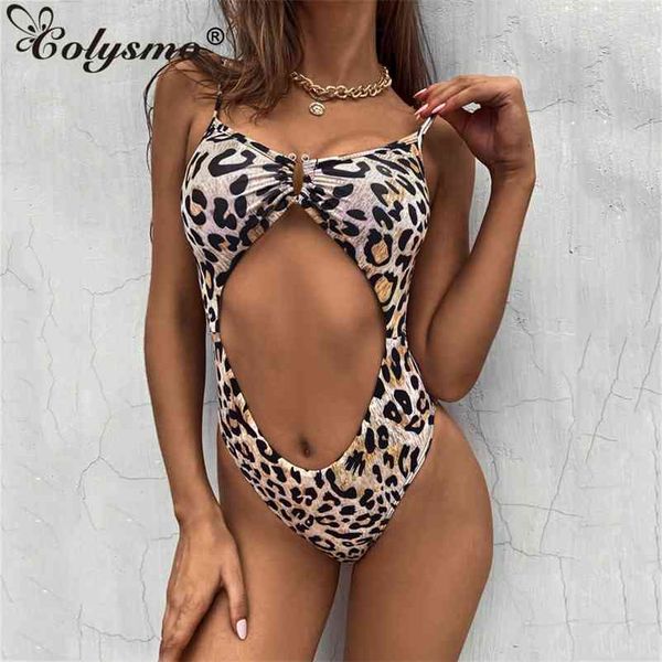 colysmo leopard print swimsuit spaghetti straps cut out bodycon brazilian bikini women beach swimwear summer 210527, White;black 
colysmo leopard print swimsuit spaghetti straps cut out bodycon brazilian bikini women beach swimwear summer 210527, White;black