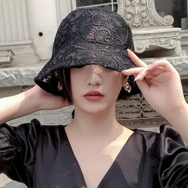wide brim hats lace flower fisherman hat female thin hollow summer sunshade fashion breathable black retro sun protection, Blue;gray
wide brim hats lace flower fisherman hat female thin hollow summer sunshade fashion breathable black retro sun protection, Blue;gray