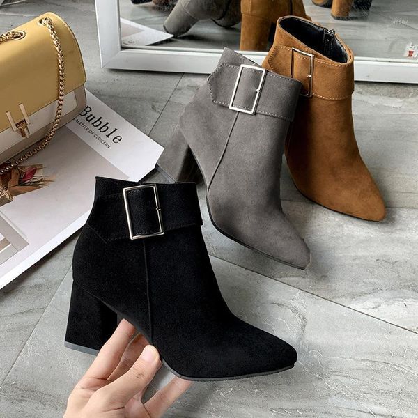 boots women's autumn winter style high heel thick belt buckle pointed short boot women suede shoes1, Black
boots women's autumn winter style high heel thick belt buckle pointed short boot women suede shoes1, Black