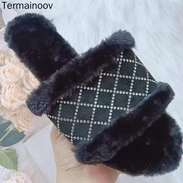slippers termainoov women winter flats open round toe slidders fashion plush warm indoor slipper outdoor shoes, Black
slippers termainoov women winter flats open round toe slidders fashion plush warm indoor slipper outdoor shoes, Black