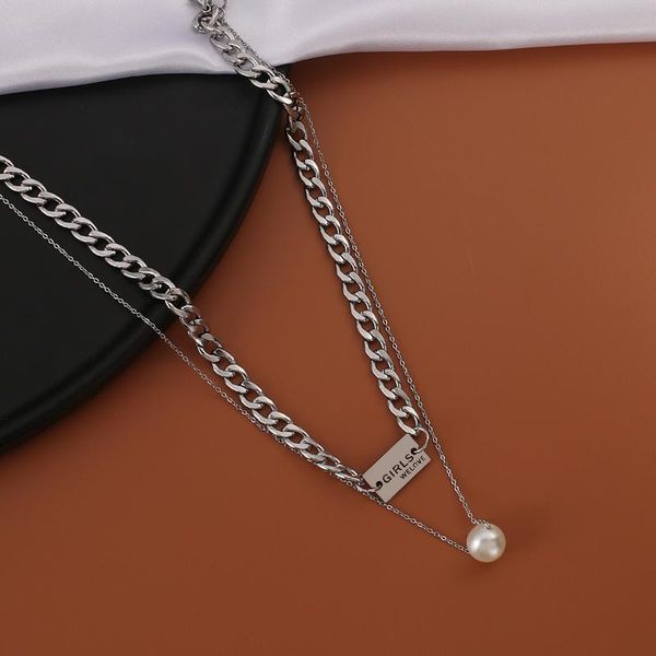 chains lifefontier double layer pearl choker necklace for women men silver color titanium steel cuban chain party jewelry
chains lifefontier double layer pearl choker necklace for women men silver color titanium steel cuban chain party jewelry
