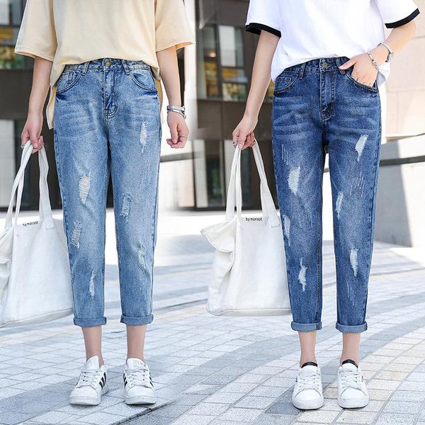women fashion korea style denim loose hole out cropped trousers office lady high waist casual jeans harem pants women's & capris, Black;white
women fashion korea style denim loose hole out cropped trousers office lady high waist casual jeans harem pants women's & capris, Black;white