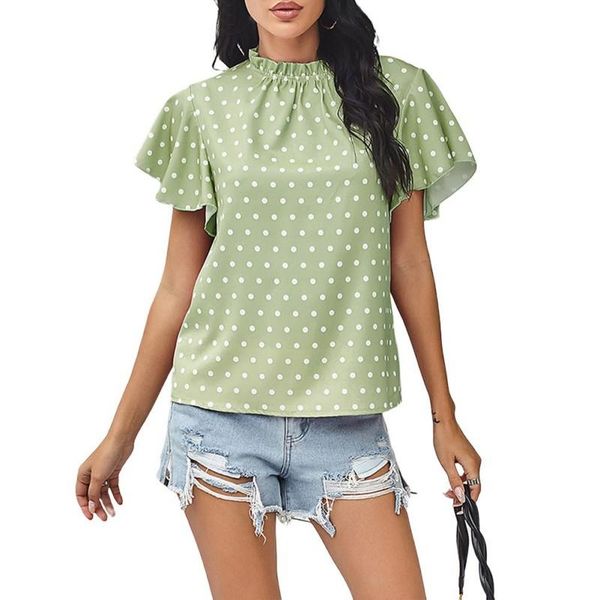 women's blouses & shirts female summer polka dot and sweet butterfly sleeve o-neck casual blouse blusas y camisas chemise femme, White
women's blouses & shirts female summer polka dot and sweet butterfly sleeve o-neck casual blouse blusas y camisas chemise femme, White