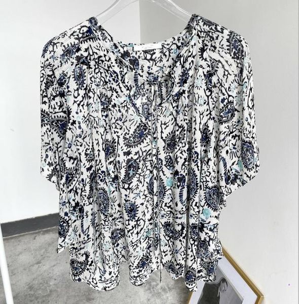 women's blouses & shirts floral printed women viscose short flared sleeves lady blouse round o with tie ruffles fashion, White
women's blouses & shirts floral printed women viscose short flared sleeves lady blouse round o with tie ruffles fashion, White
