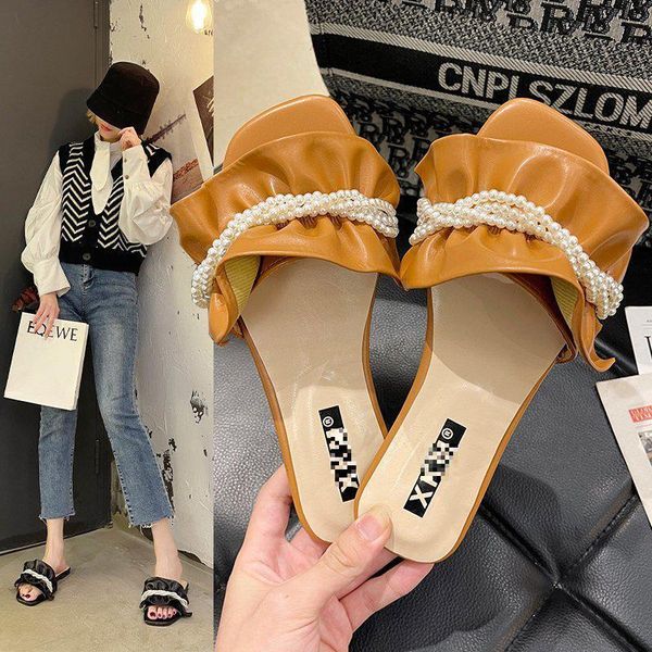 slippers for women 2021 summer modern string bead pearl flat flip flops sweet open toe pleated slides sandalias mujer, Black
slippers for women 2021 summer modern string bead pearl flat flip flops sweet open toe pleated slides sandalias mujer, Black