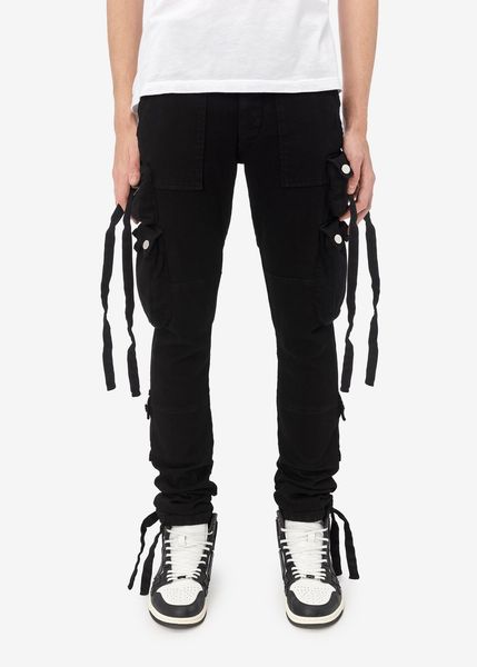 falection mens 21ss amimike jeans zipper pocket cargo pants black jeans 03, Blue 
falection mens 21ss amimike jeans zipper pocket cargo pants black jeans 03, Blue