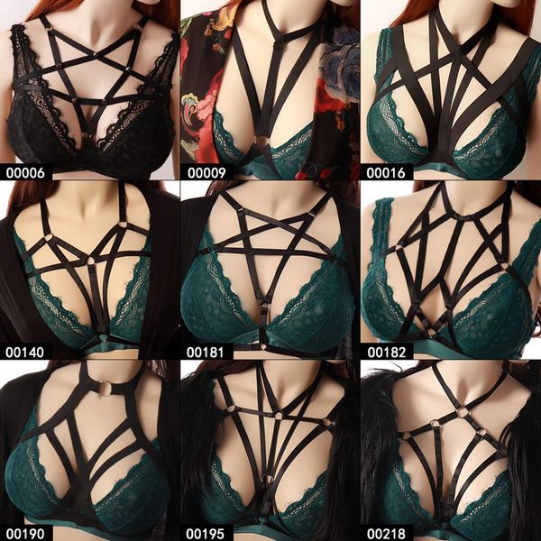 pentagram strappy body harness bra black soft caged bra bondage lingerie punk gothic plus size festival rave for women, Black;white
pentagram strappy body harness bra black soft caged bra bondage lingerie punk gothic plus size festival rave for women, Black;white