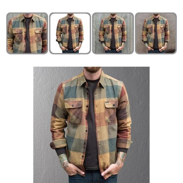 men's casual shirts shirt jacket chic long sleeve flap pockets outdoor plaid print for office men autumn coat, White;black
men's casual shirts shirt jacket chic long sleeve flap pockets outdoor plaid print for office men autumn coat, White;black