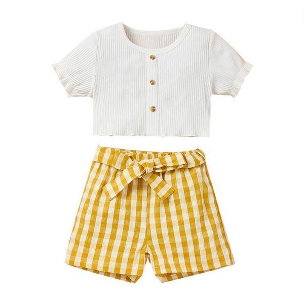 clothing sets kids baby girls short sleeve solid buttons t-shirts belt plaid pants toddler children casual clothes 2pcs 18m-6y, White
clothing sets kids baby girls short sleeve solid buttons t-shirts belt plaid pants toddler children casual clothes 2pcs 18m-6y, White