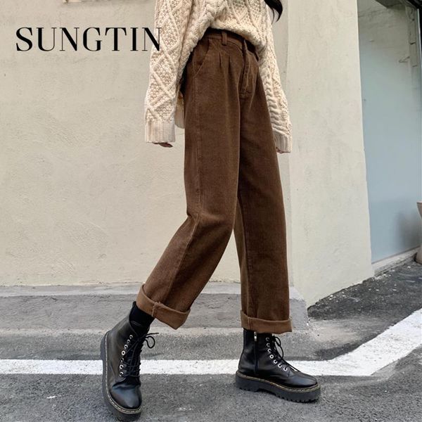 women's pants & capris sungtin vintage corduroy high waist wide leg woman casual loose straight trousers korean female streetwear 4 col, Black;white
women's pants & capris sungtin vintage corduroy high waist wide leg woman casual loose straight trousers korean female streetwear 4 col, Black;white