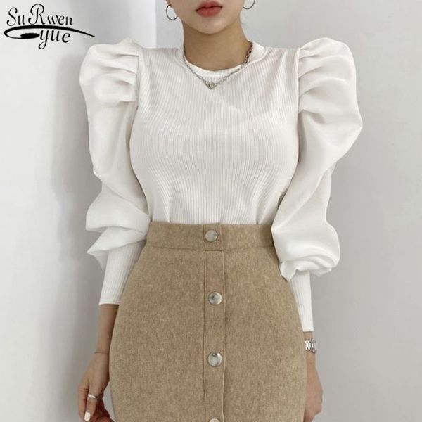 korean chic patchwork puff sleeve solid long women's shirts office lady style female vintage woman's blouse 12452 210427, White
korean chic patchwork puff sleeve solid long women's shirts office lady style female vintage woman's blouse 12452 210427, White