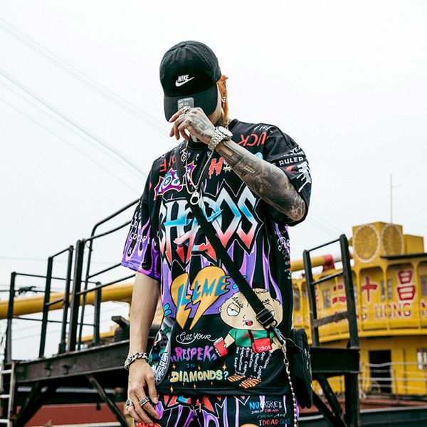 men's t-shirts short-sleeved dj t-shirt summer loose graffiti ins tide brand printed cotton soft comfortable men clothes hip hop e, White;black
men's t-shirts short-sleeved dj t-shirt summer loose graffiti ins tide brand printed cotton soft comfortable men clothes hip hop e, White;black