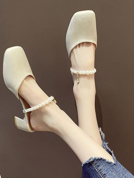 slippers square heel string bead female shoes flat cover toe slides fashion med block 2021 summer luxury hoof heels pu rome, Black
slippers square heel string bead female shoes flat cover toe slides fashion med block 2021 summer luxury hoof heels pu rome, Black