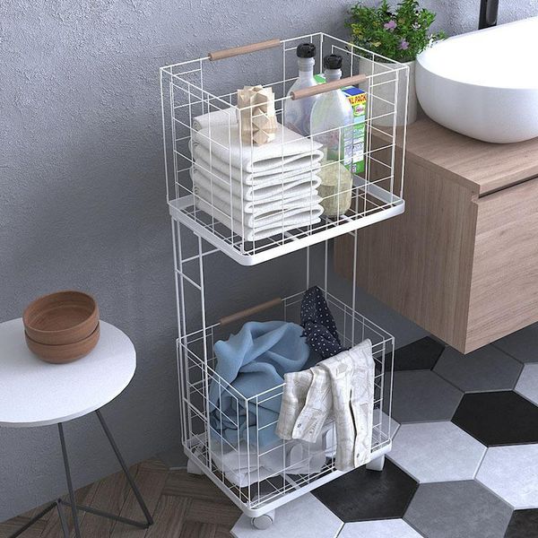 double-layer storage rack clothes large double shelf mobile folding for household use laundry bags
double-layer storage rack clothes large double shelf mobile folding for household use laundry bags