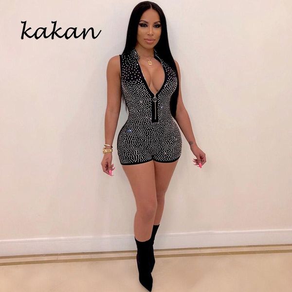 kakan selling women's tight jumpsuit summer drilling shorts zipper blue black jumpsuits & rompers, Black;white
kakan selling women's tight jumpsuit summer drilling shorts zipper blue black jumpsuits & rompers, Black;white