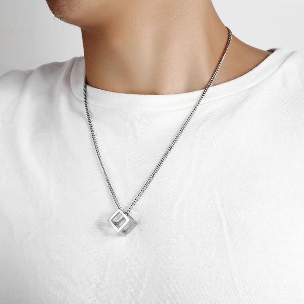 pendant necklaces opk square hollow cube star necklace stainless steel link chain mans' jewelry geometry black/steel gx1452, Silver
pendant necklaces opk square hollow cube star necklace stainless steel link chain mans' jewelry geometry black/steel gx1452, Silver
