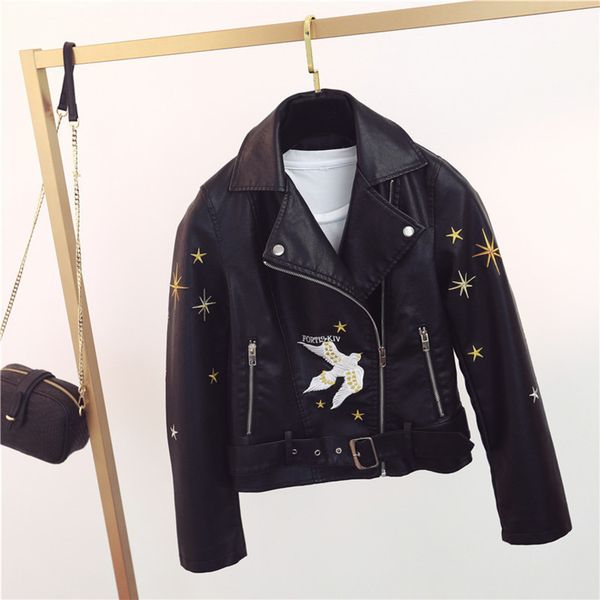 fall 2020 new women's motorcycle lapel slim heavy industry embroidery pu washed leather et, Black;brown
fall 2020 new women's motorcycle lapel slim heavy industry embroidery pu washed leather et, Black;brown