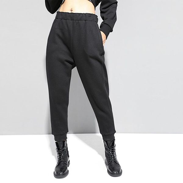 women's pants & capris black vintage elastic waist harem women 2021 spring fashion spliced burr zipper loose casual trousers streetwear, Black;white
women's pants & capris black vintage elastic waist harem women 2021 spring fashion spliced burr zipper loose casual trousers streetwear, Black;white