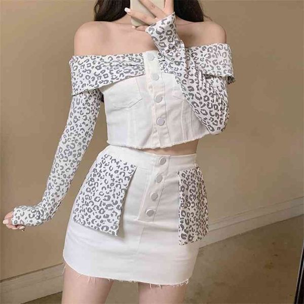 autumn korean 2 piece set women club leopard crop + bodycon mini skirt ladies two for outfits 210514, White
autumn korean 2 piece set women club leopard crop + bodycon mini skirt ladies two for outfits 210514, White