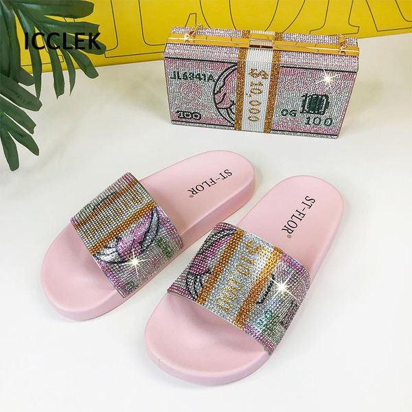 slippers glitter women summer sandals female bling slides and matching purse set dollar diamond flip flops flat shoes outdoor, Black
slippers glitter women summer sandals female bling slides and matching purse set dollar diamond flip flops flat shoes outdoor, Black