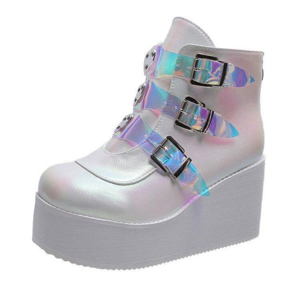 spring/autumn women europe and us colorful super high-heeled wedge ankle boots pvc strap decorating high wedges shoes woman, Black
spring/autumn women europe and us colorful super high-heeled wedge ankle boots pvc strap decorating high wedges shoes woman, Black