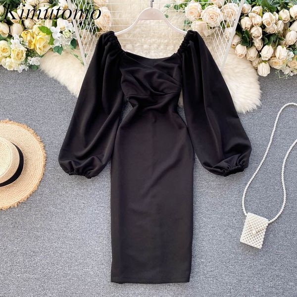kimutomo elegant women bodycon party dress solid slim waist autumn fashion korean ladies vestidos lantern sleeve chic 210521, Black;gray
kimutomo elegant women bodycon party dress solid slim waist autumn fashion korean ladies vestidos lantern sleeve chic 210521, Black;gray