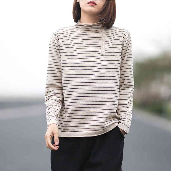 johnature autumn winter fashion all-match striped turtleneck bottoming sweater simple button women pullovers sweater 210521, White;black
johnature autumn winter fashion all-match striped turtleneck bottoming sweater simple button women pullovers sweater 210521, White;black