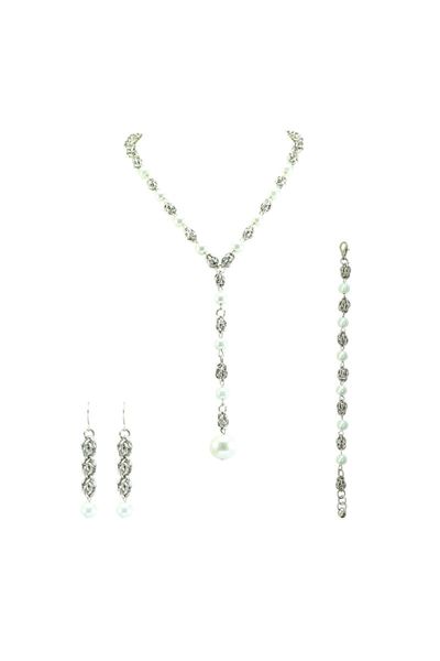 earrings & necklace women's fashion jewelry female pearl bracelet knitted chain jewelery sets, Silver
earrings & necklace women's fashion jewelry female pearl bracelet knitted chain jewelery sets, Silver