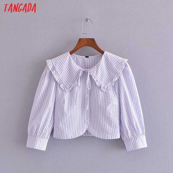 tangada women retro striped print oversize collar crop shirt chic female short blouse shirt 3h268 210609, White
tangada women retro striped print oversize collar crop shirt chic female short blouse shirt 3h268 210609, White