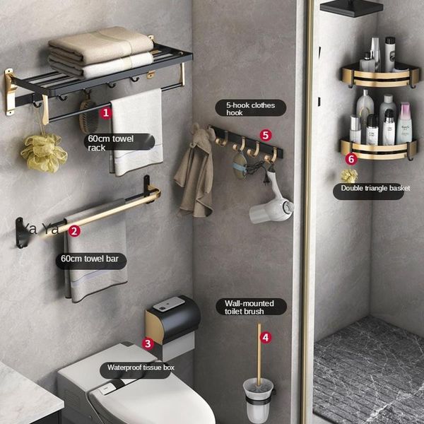 bath accessory set bathroom shelf wall towel rack space aluminum light luxury wind no punching toilet bar decoration accessories
bath accessory set bathroom shelf wall towel rack space aluminum light luxury wind no punching toilet bar decoration accessories