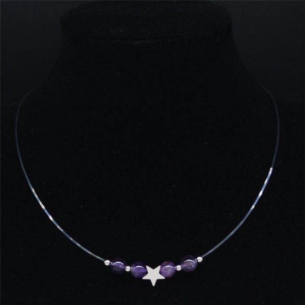 pendant necklaces purple crystal stainless steel pentagram necklace women silver color fishing line choker jewelry collar hombre n202351
pendant necklaces purple crystal stainless steel pentagram necklace women silver color fishing line choker jewelry collar hombre n202351