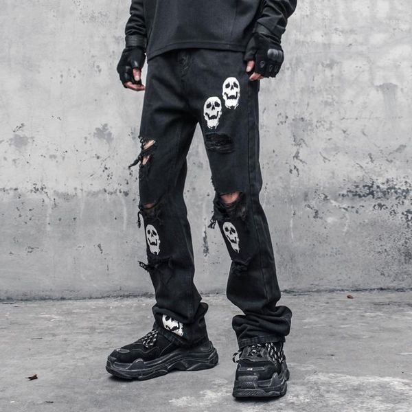 men's jeans fashion skull printed denim mens destoryed holes zipper flare hip hop streetwear summer casual joggers pants, Blue
men's jeans fashion skull printed denim mens destoryed holes zipper flare hip hop streetwear summer casual joggers pants, Blue