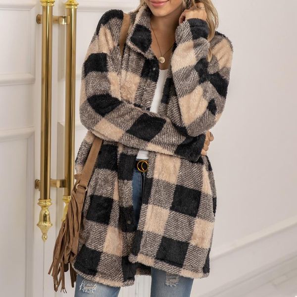 women's wool & blends casual long 2021 autumn winter coat tweed jacket fashion pocket cashmere plaid clothes warm thick velvet coats, Black
women's wool & blends casual long 2021 autumn winter coat tweed jacket fashion pocket cashmere plaid clothes warm thick velvet coats, Black