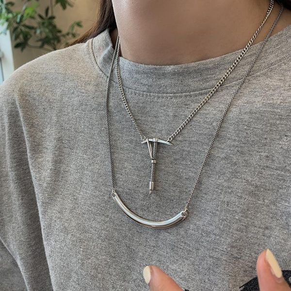 chains silver 925 jewelry retro hammer necklace fashion female personality punk party accessories simplicity women necklaces