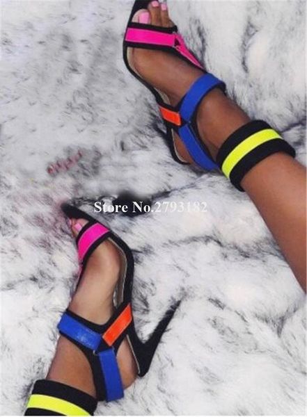 brand women fashion open pointed toe patchwork stiletto heel gladiator sandals ankle wrap strap mixed-color high, Black
brand women fashion open pointed toe patchwork stiletto heel gladiator sandals ankle wrap strap mixed-color high, Black