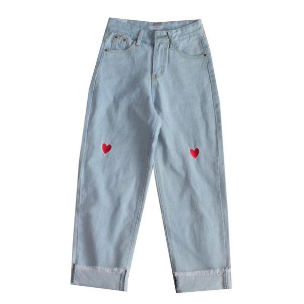 women's pants & capris women harajuku denim japanese heart embroidery wash blue ulzzang high waist korean jeans cute kawaii trousers fu, Black;white
women's pants & capris women harajuku denim japanese heart embroidery wash blue ulzzang high waist korean jeans cute kawaii trousers fu, Black;white